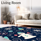 Whimsical Snowman Snowflake Swirls Rug
