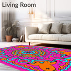 Vibrant Pink Orange Mandala Bloom Rug