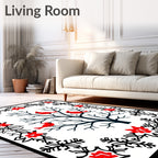 Winter Cardinals Tree Red Snowflakes Rug