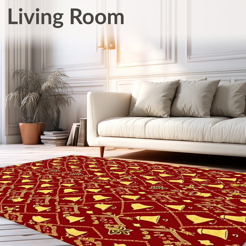 Crimson Gold Bell Diamond Lattice Rug