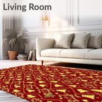 Crimson Gold Bell Diamond Lattice Rug
