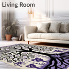 Whimsical Purple Skull Tree Roots Rug