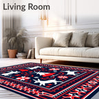 Folk Art Christmas Rabbit Tree Rug