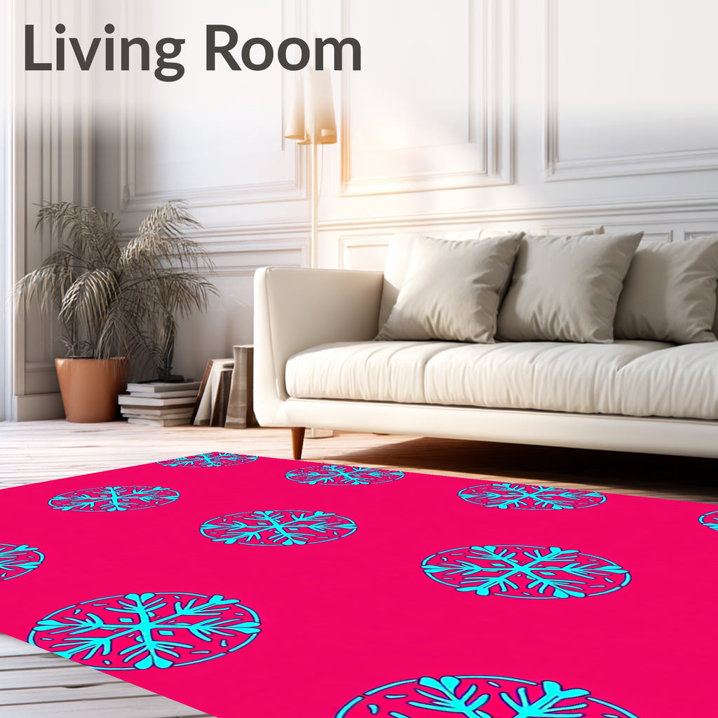 Vibrant Aqua Snowflake Scatter Rug