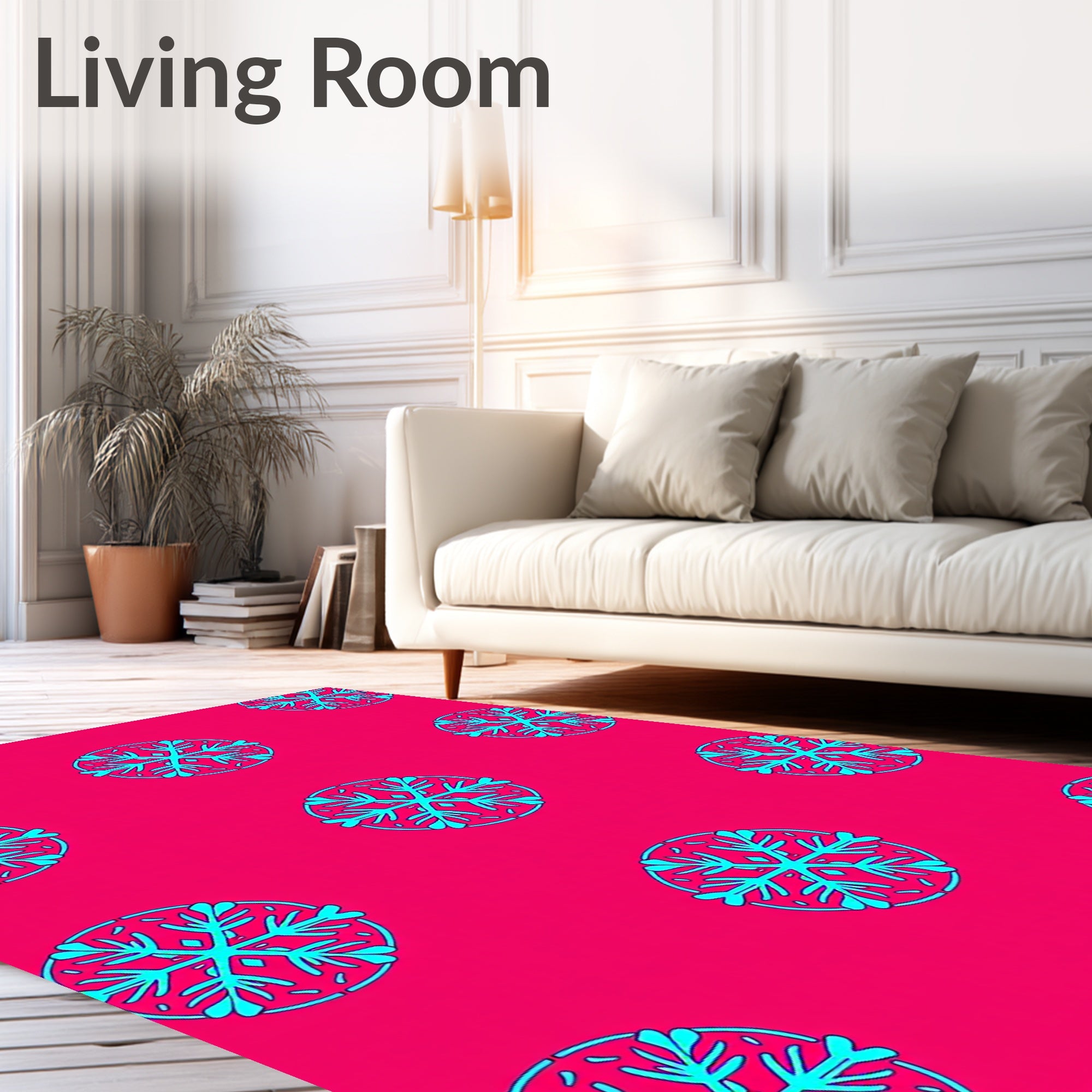 Vibrant Aqua Snowflake Scatter Rug