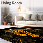 Bold Orange Tiger Jungle Leaves Rug