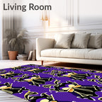 Purple Black Golden Winged Creature Rug
