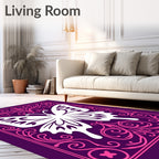 Whimsical Purple Pink Butterfly Garden Rug