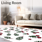 Classic Green Red Holly Stars Rug