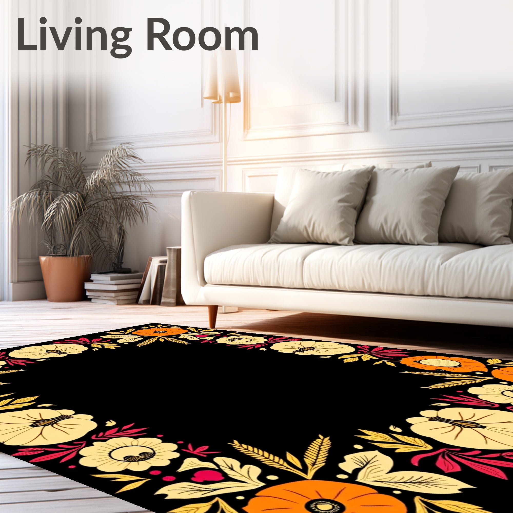 Autumn Harvest Floral Border Rug