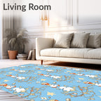 Whimsical Snowman Yellow Stars Blue Rug