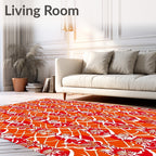 Bold Red Orange Floral Lattice Rug