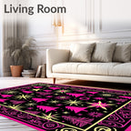 Hot Pink Trees Yellow Stars Border Rug