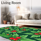 Green Holly Berry Festive Foliage Rug