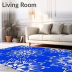 Bold Blue White Starburst Mandala Rug