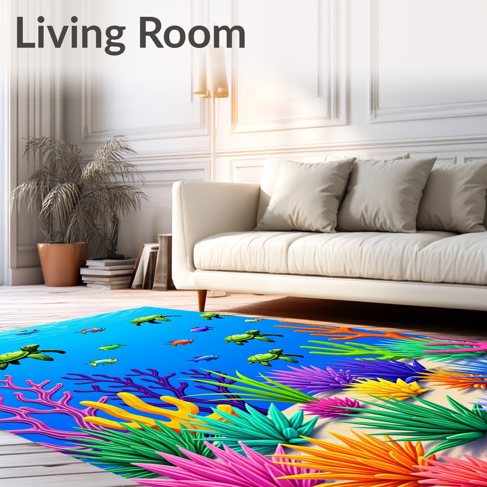 Underwater Ocean Life Turtles and Fish Rug