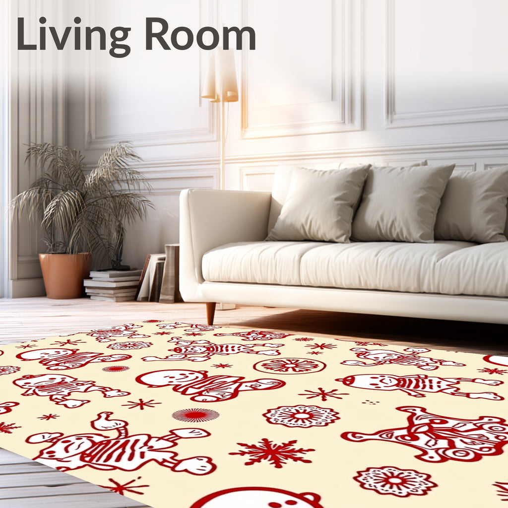Red Day Of The Dead Characters Medallions Rug