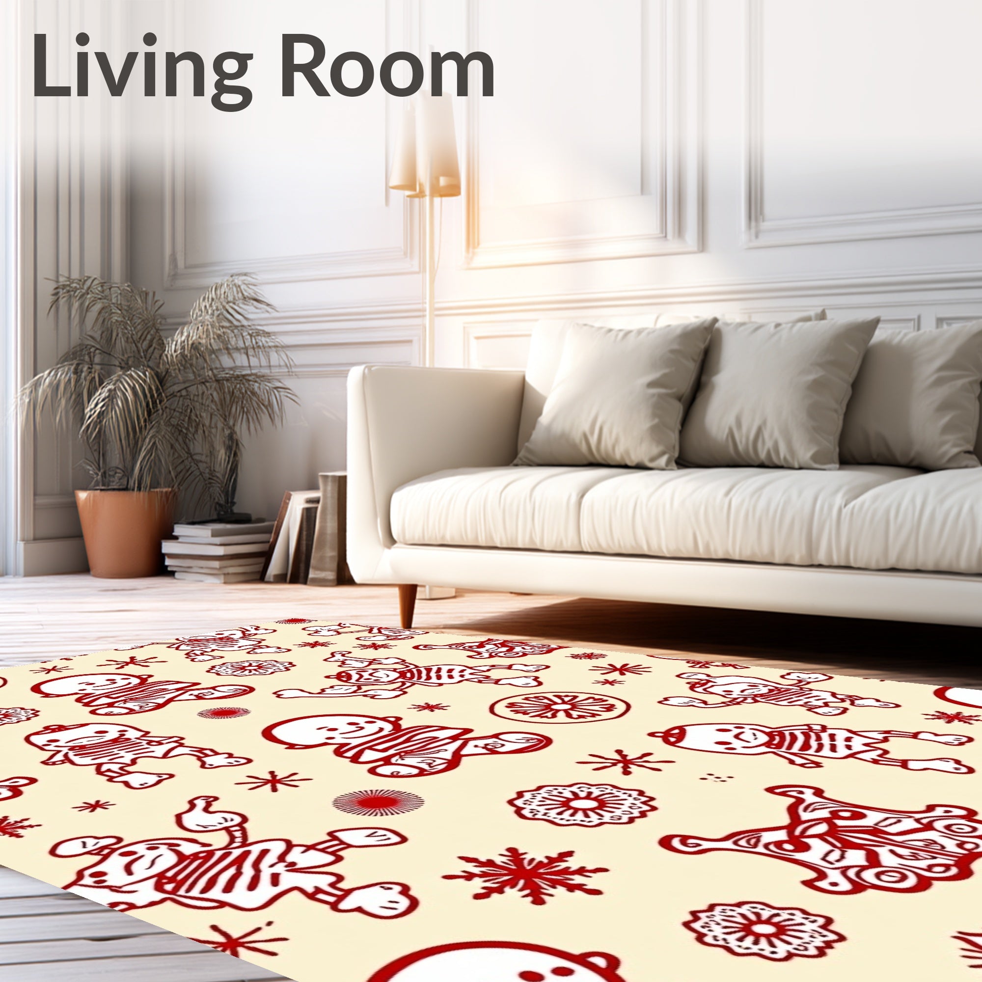 Red Day Of The Dead Characters Medallions Rug
