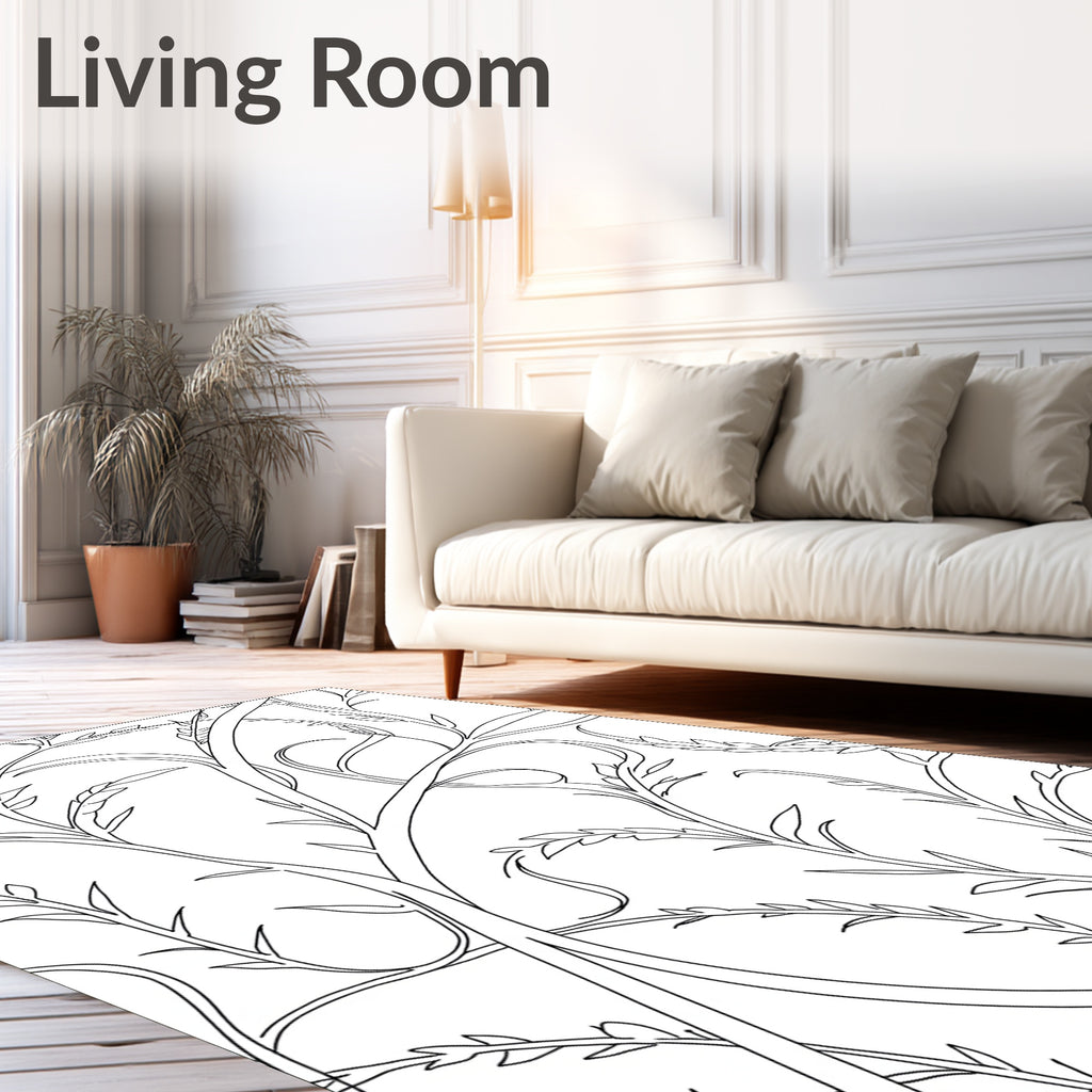 White Delicate Botanical Vine Rug