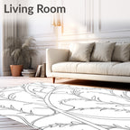 White Delicate Botanical Vine Rug