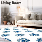 Classic Blue Snowflake Repeat Rug