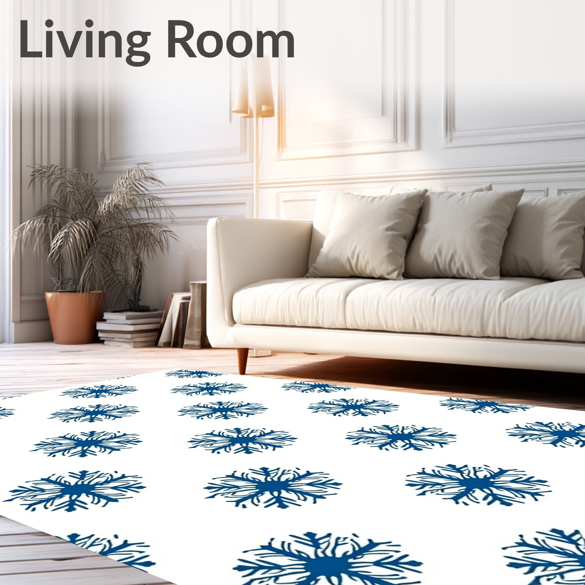 Classic Blue Snowflake Repeat Rug