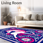 Bold White Horse Pink Mane Navy Rug