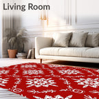 Charming Red White Snowflake Floral Rug