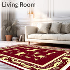 Crimson Deer Ensemble Ornate Border Rug