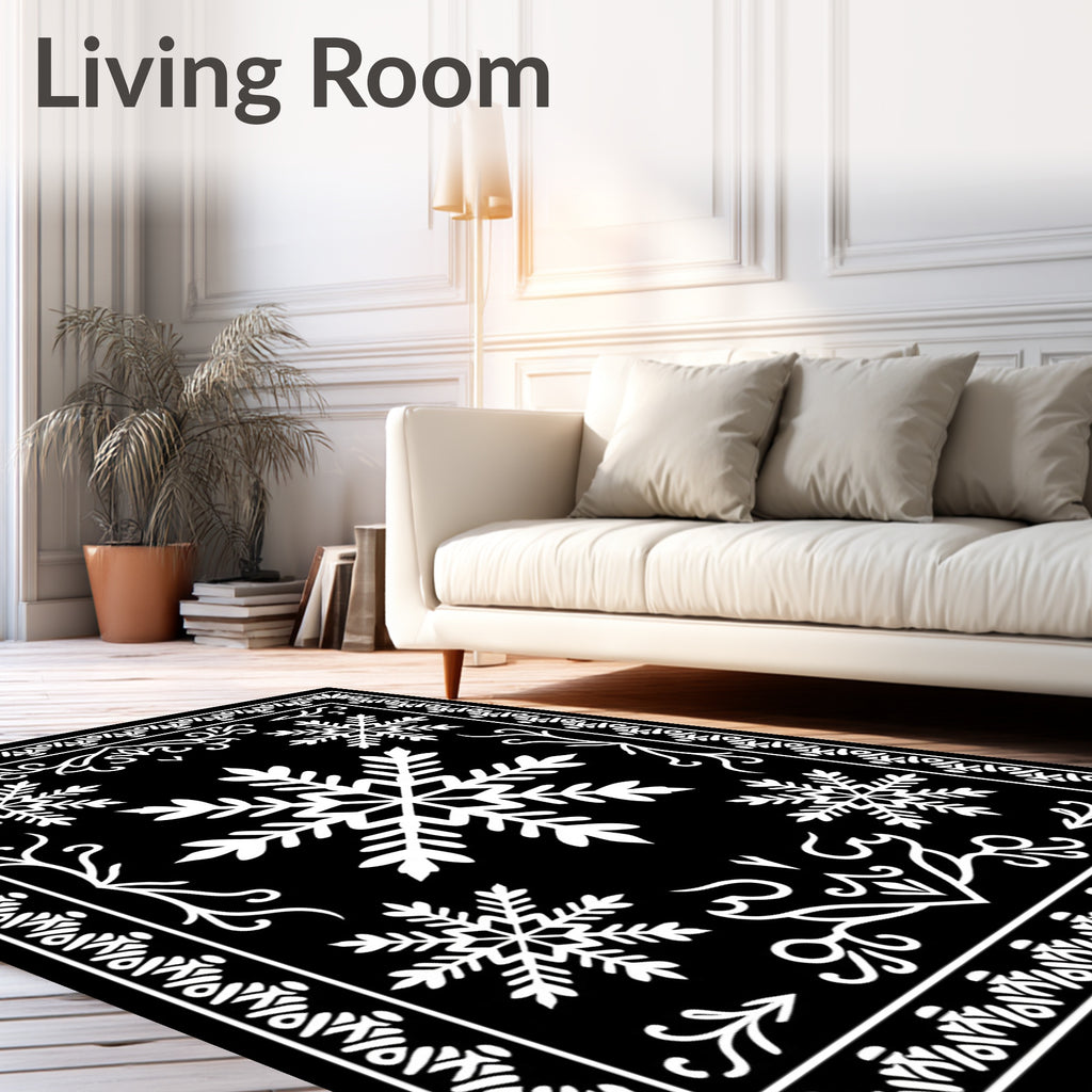 Blacksnowflake Intricate Floral Border Rug