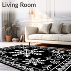 Blacksnowflake Intricate Floral Border Rug