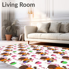 Whimsical Orange House Pink Flower Rug