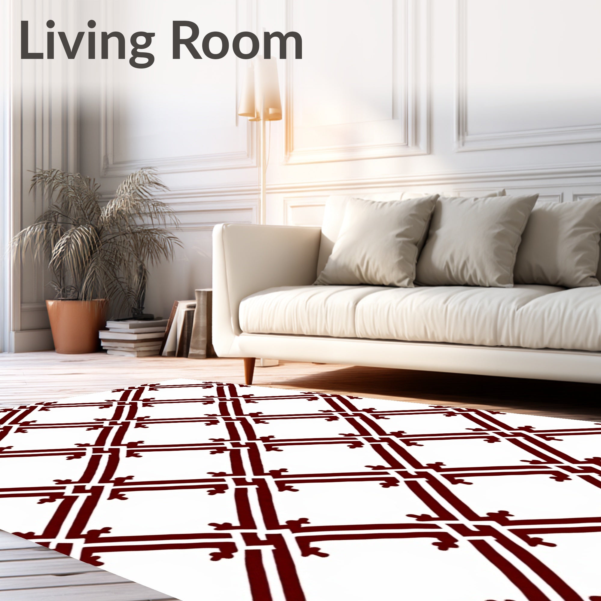 Deep Red Lattice Geometric Rug