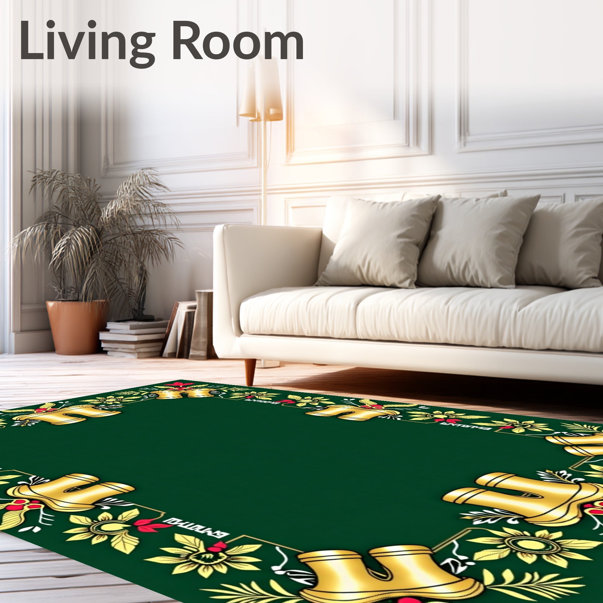 Golden Twin Boot Floral Border Rug
