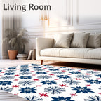 Blue and Red Starburst Floral Medallions Rug