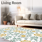 Gilded Teal Floral Garland Medallion Rug