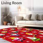 Red Festive Gnome Snowflakes Scatter Rug