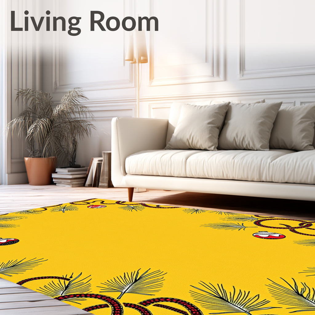 Crimson Red Ornament Pine Branch Border Rug