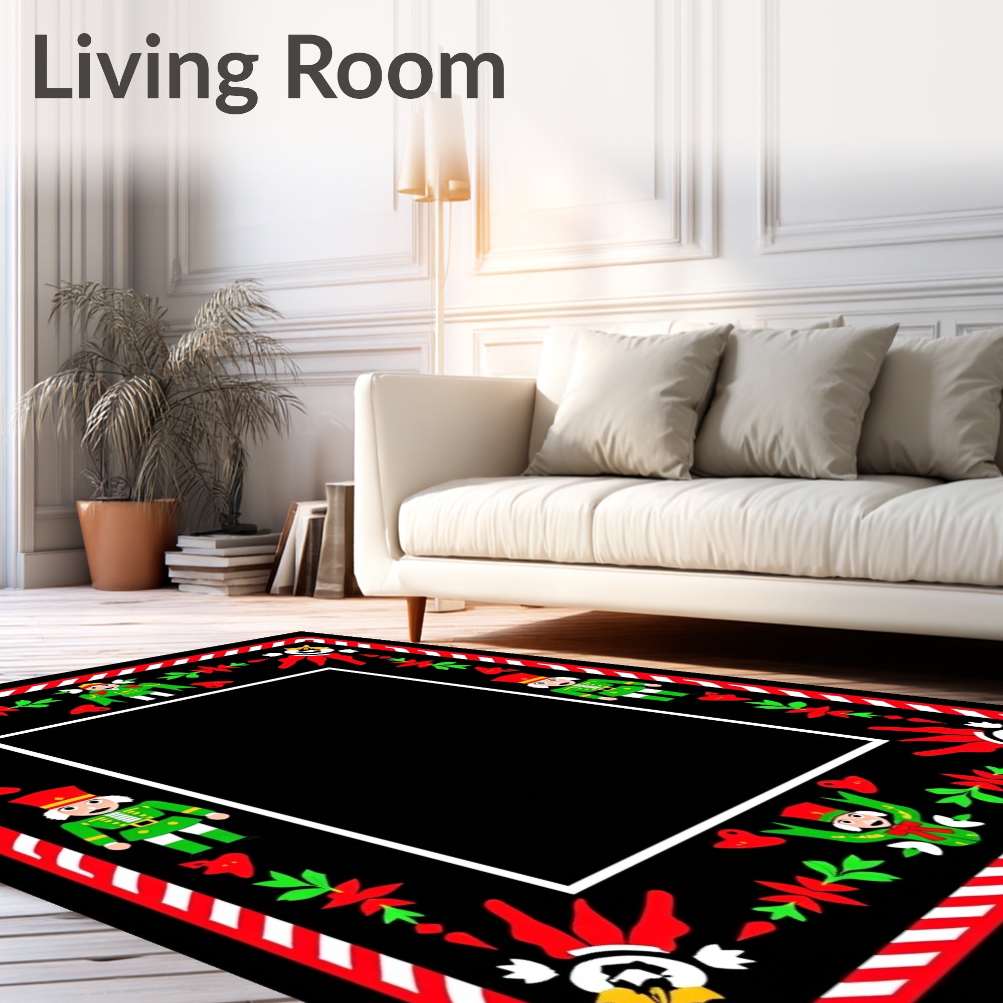 Christmas Nutcracker Red Green Border Rug