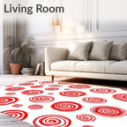 Bold Red Swirl Circles Collection Rug