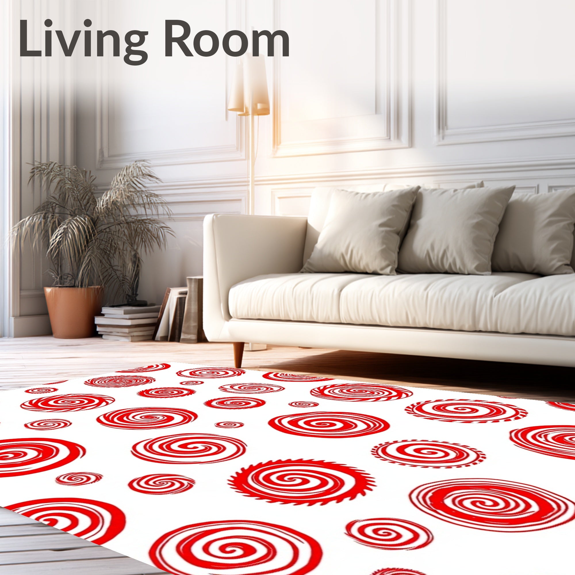 Bold Red Swirl Circles Collection Rug