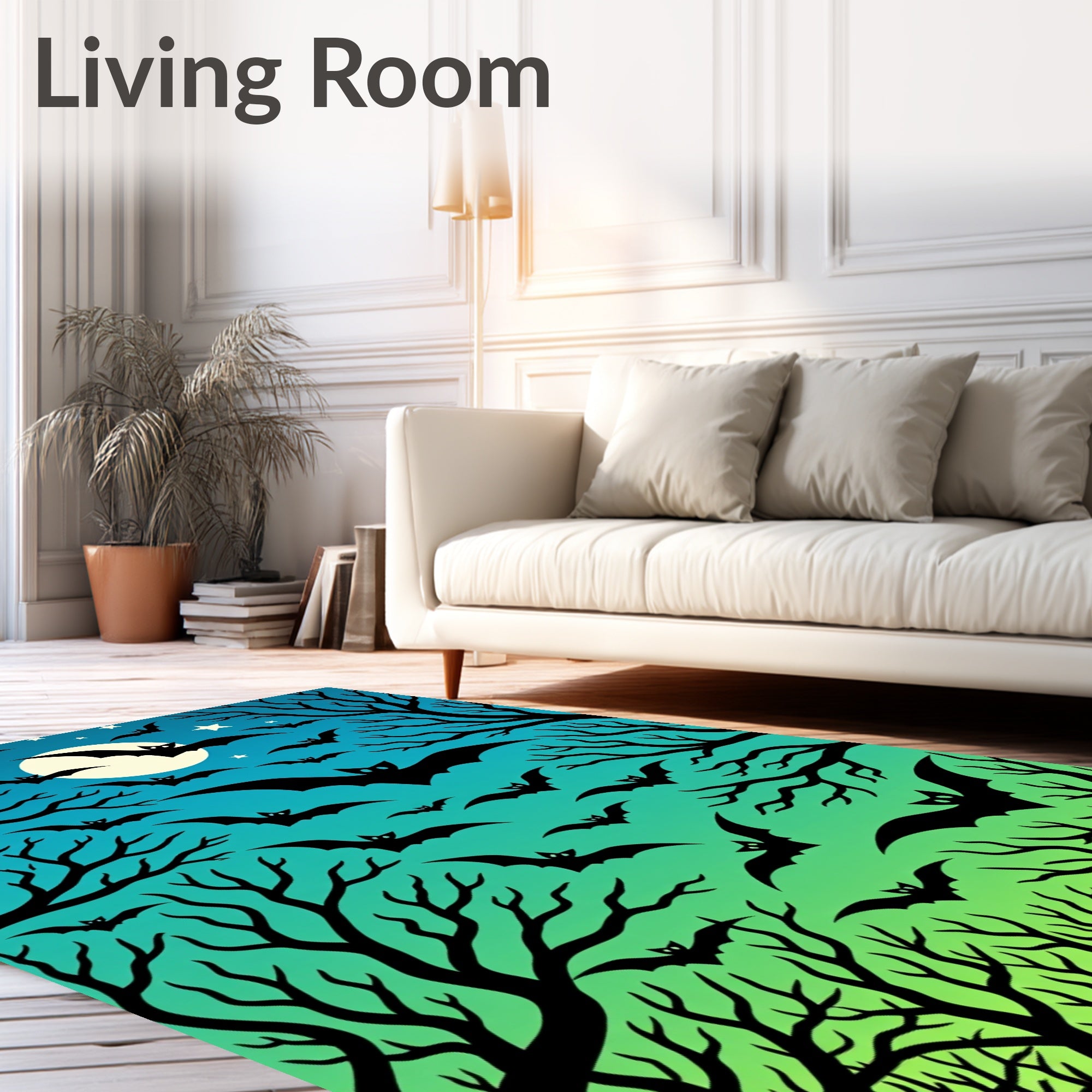 Midnight Bat Sky Silhouette Collection Rug