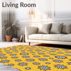Golden Yellow Snowflake Medallion Rug