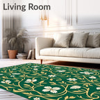 Emerald Green Floral Vine Ornament Rug