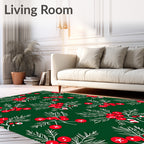 Crimson Berry Branches Green Repeat Rug