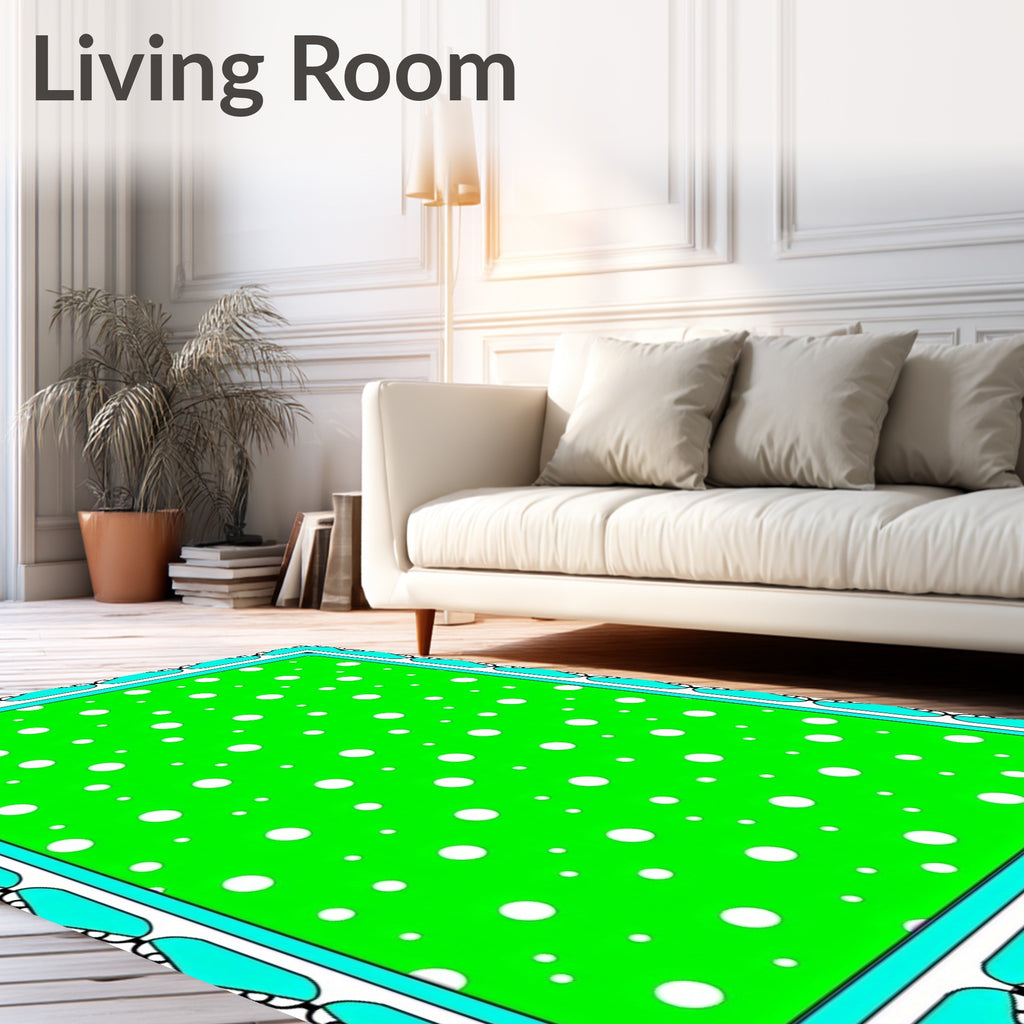 Vibrant Lime Polka Dot Inlay Rug