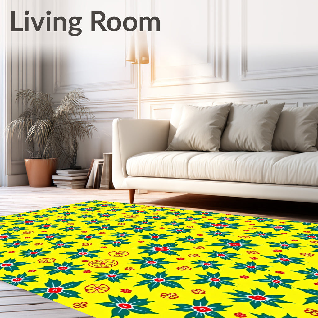 Sunny Yellow Floral Citrus Burst Rug