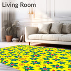 Sunny Yellow Floral Citrus Burst Rug