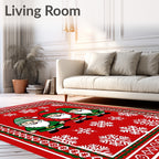 Festive Red Gnomes Snowflake Border Rug