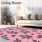 Pink Green Red Berry Foliage Rug